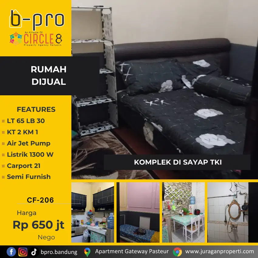 Jual Rumah Siap Huni Semi Furnish dalam Komplek Sayap TKI Bandung