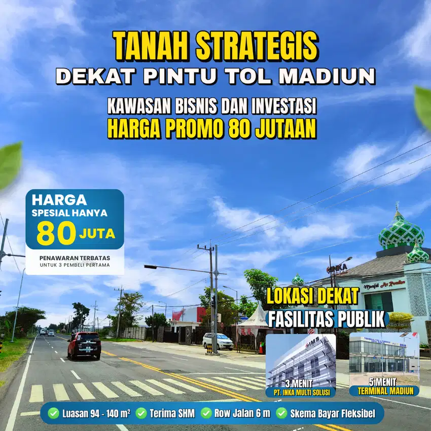 TANAH MURAH NGLAMES 80 JUTAAN DEKAT PINTU TOL MADIUN