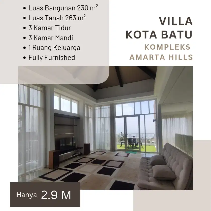 Dijual Villa Murah Kota Batu Full Furnish Area Hotel Amarta Hills