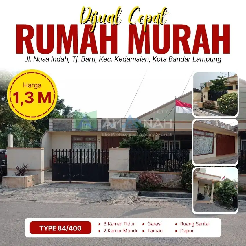 DIJUAL CEPAT RUMAH KELUARGA LOKASI STRATEGIS DI BANDAR LAMPUNG