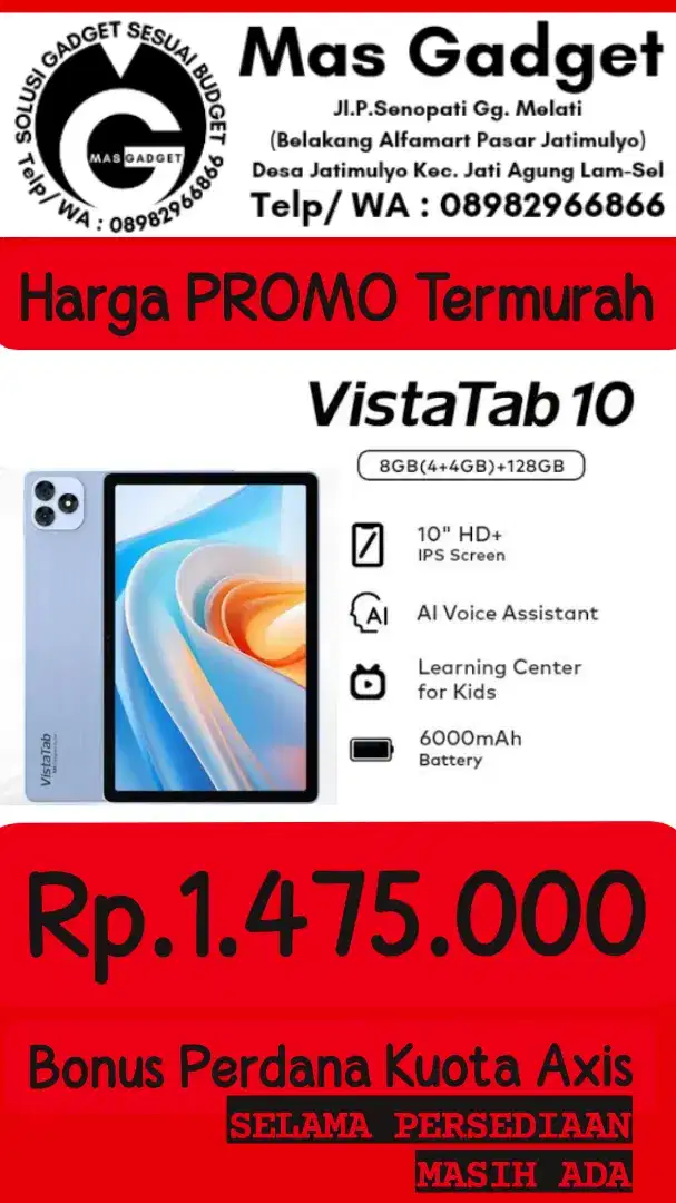 Itel VistaTab 10 Ram 4GB Internal 128GB Baru Garansi Resmi Harga Promo