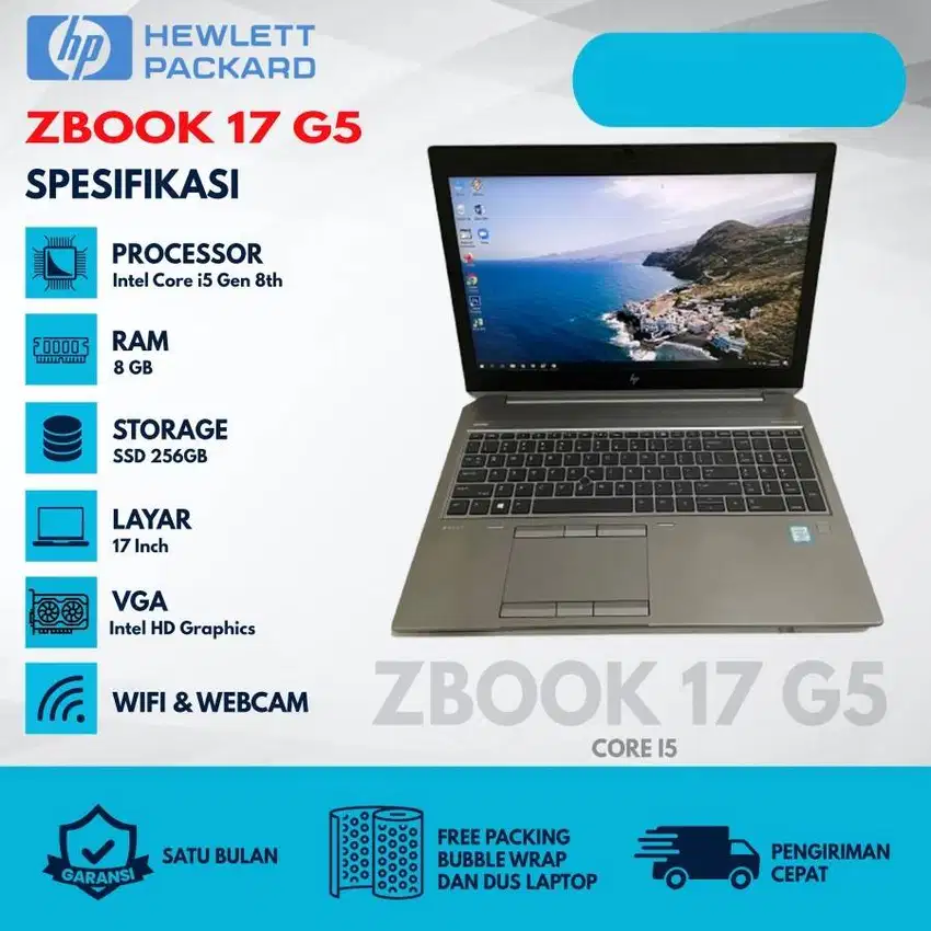 LAPTOP BAGUS HP ZBOOK 17 G5 CORE I5 GEN 8 RAM 8/256GB M-WKJ