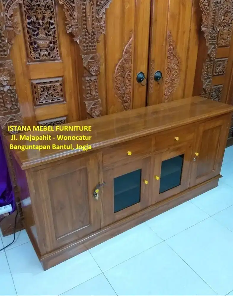 Lemari Biffet Bifet Buffet Bufet Meja Rak Aquarium Akuarium Kayu Jati