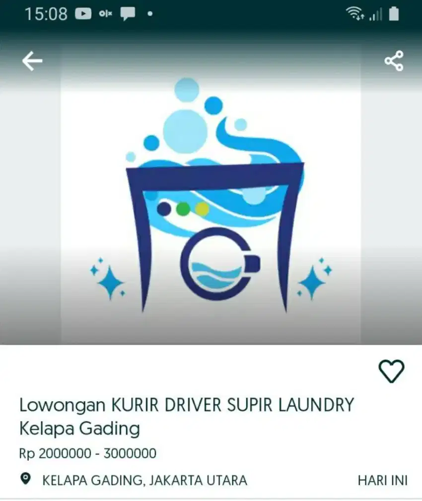 Lowongan KURIR DRIVER SUPIR LAUNDRY Kelapa Gading