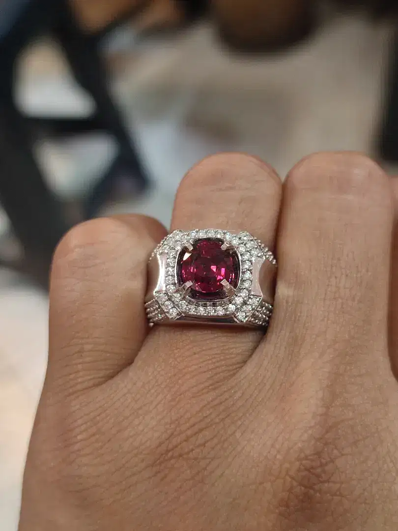 Cincin Natural Batu Rhodolite Garnet