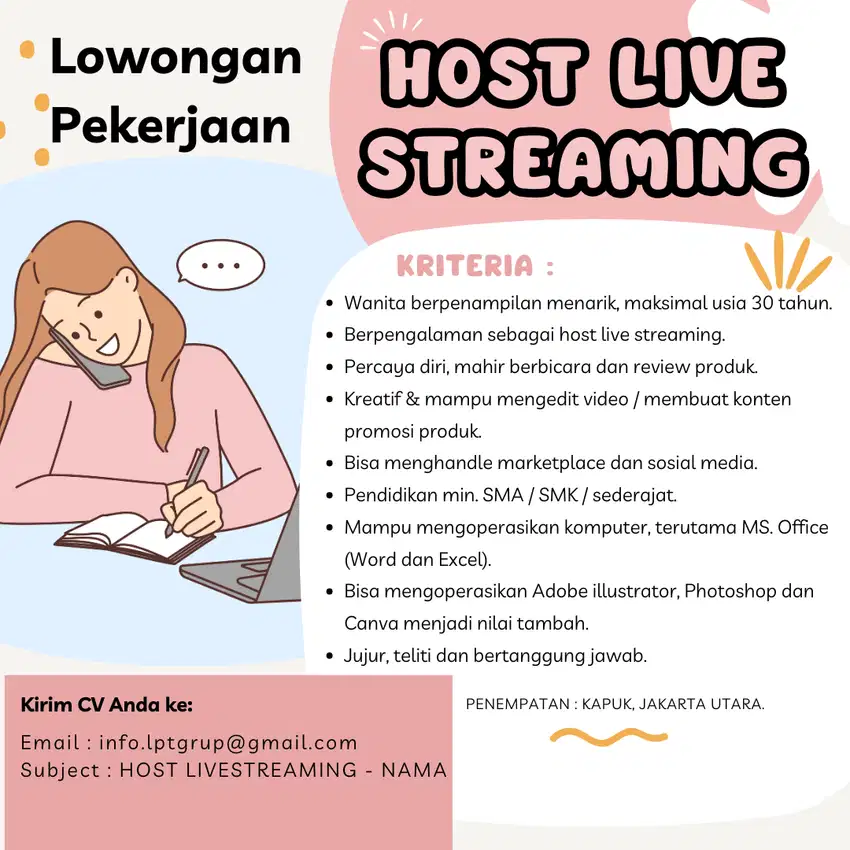 Lowongan Kerja Host Livestreaming