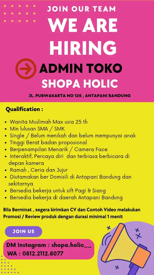 LOKER ADMIN DAN PENJAGA TOKO