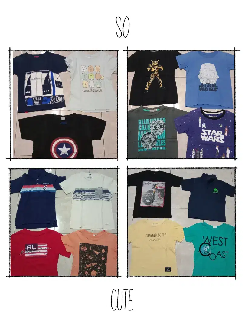 Kaos anak usia 5.6.7 tahun 7500 perpcs