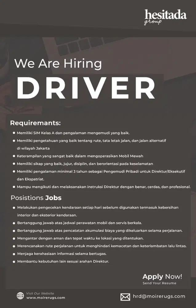 Lowongn driver dan personal assisten