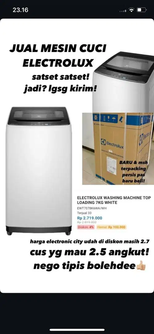 Mesin cuci electrolux baru