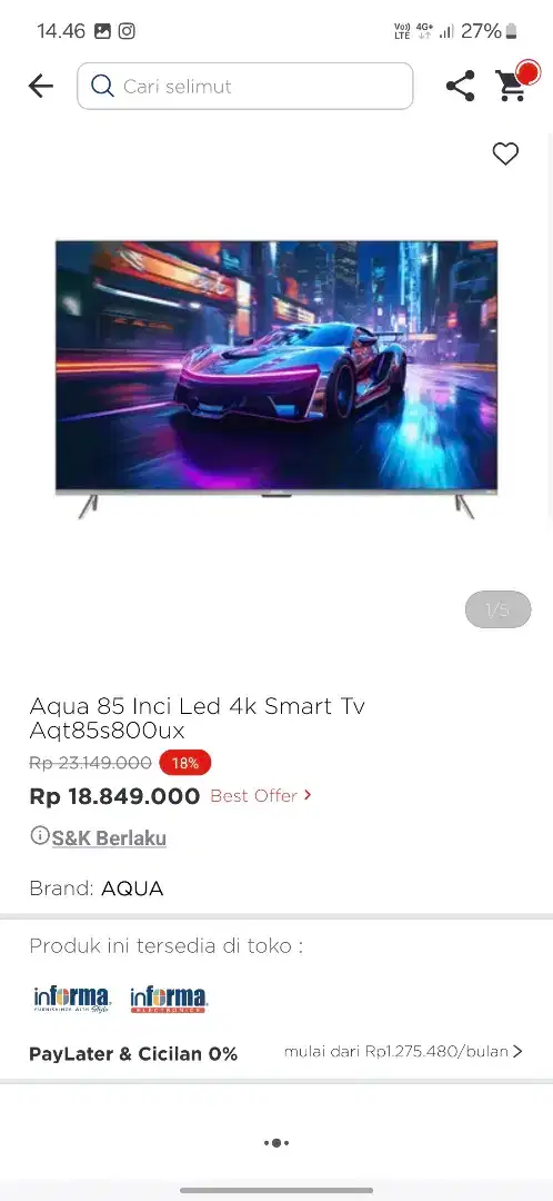 Promo tv 85 inc aqua android tv