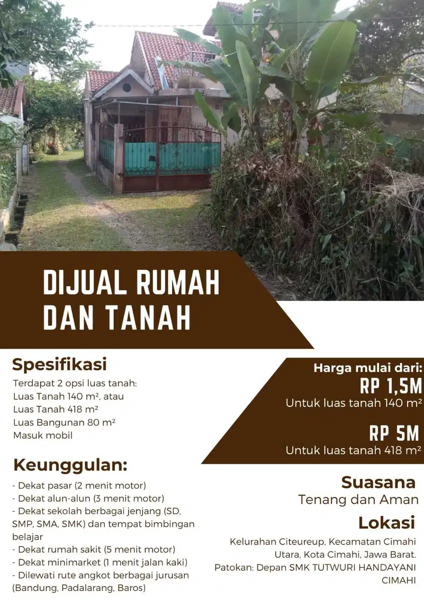 Rumah di pusat kota CIMAHI strategis