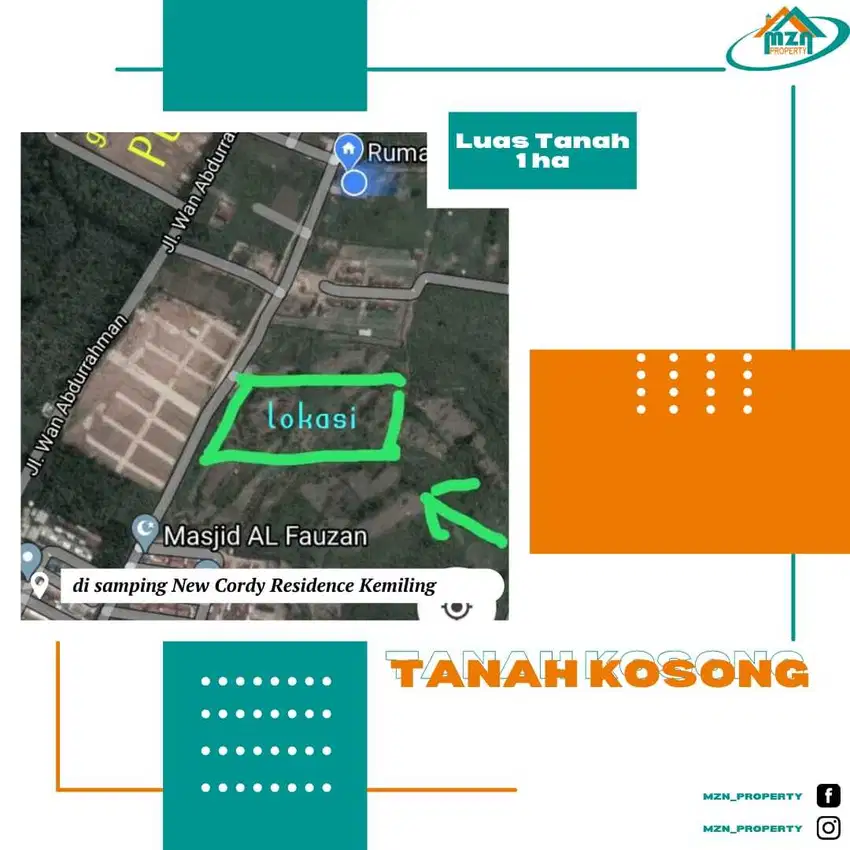 Tanah Kosong di Kemiling smping Cordy Residence Sumber Agung