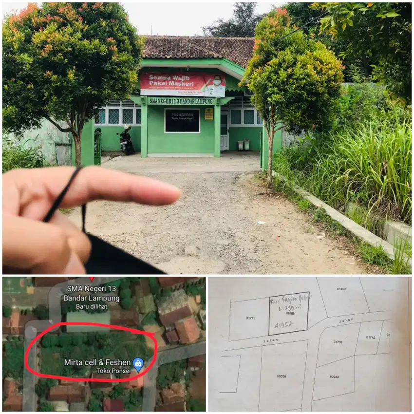 Tanah Kosong di blkng SMA 13 Rajabasa Jaya