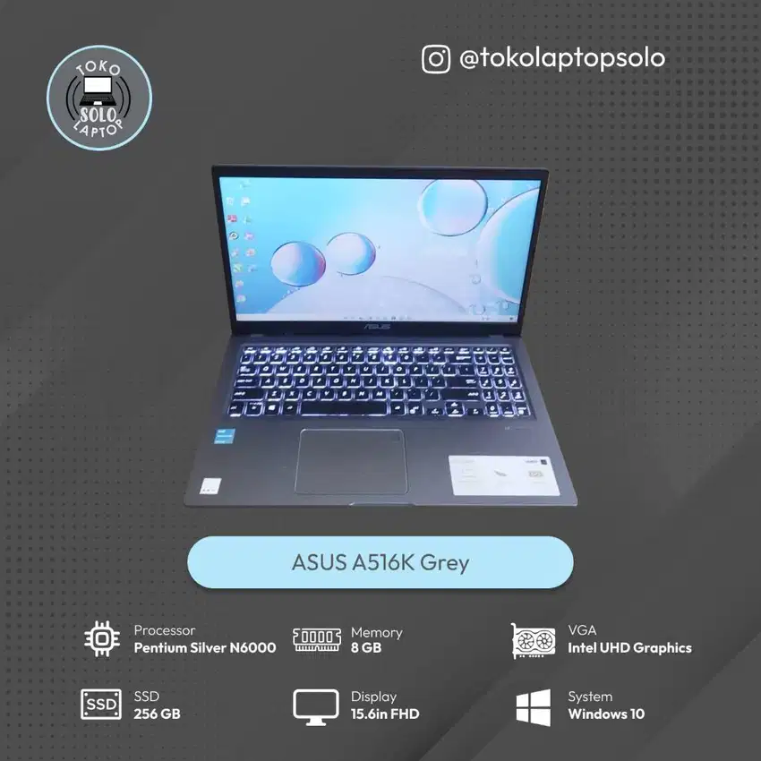 ASUS A516K PENTIUM SILVER N6000 RAM 8GB SSD 256GB NORMAL