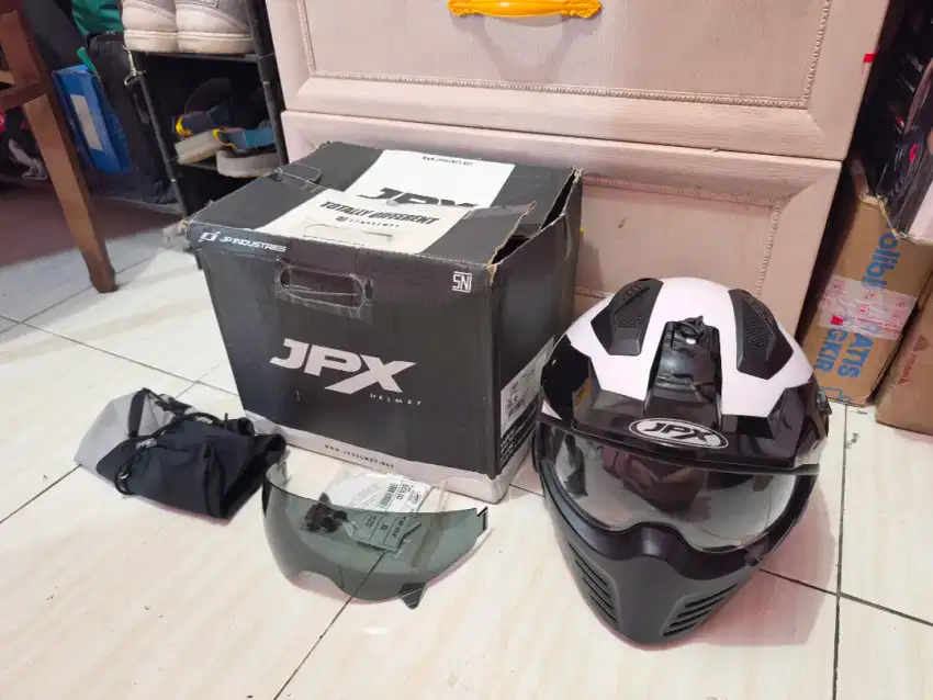 Helm fullface JPX MX726 XL white black gloss fullset