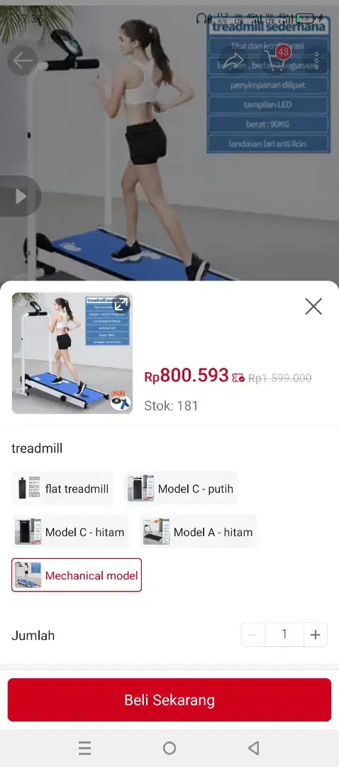 Dijual Treadmill Manual Multifungsi – Bisa Dilipat dan Hemat Listrik