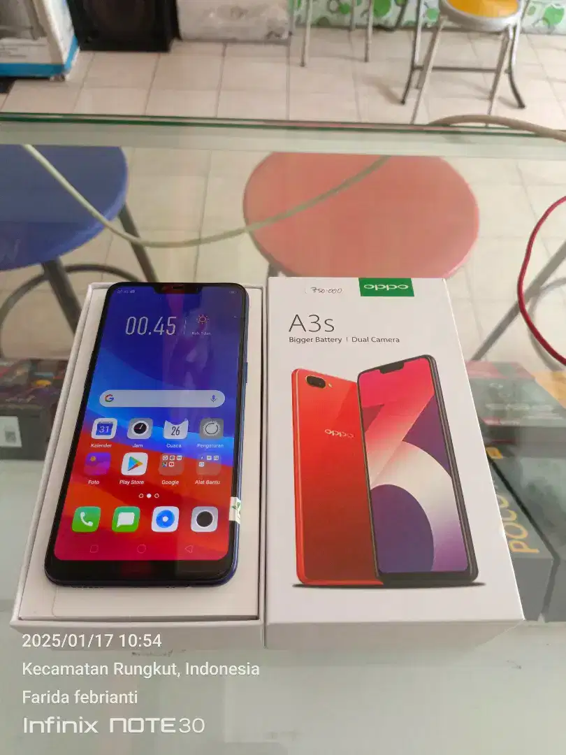 Oppo A3s 6/128gb bekas fullset normal bisa TT