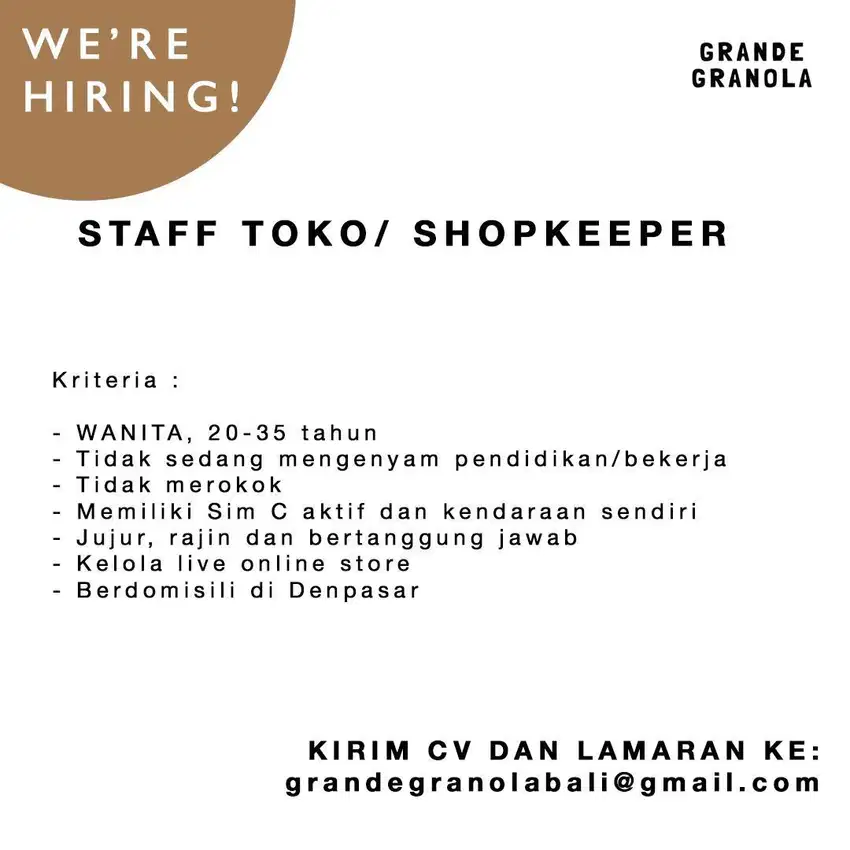 Staff Toko / Shopkeeper / Kasir