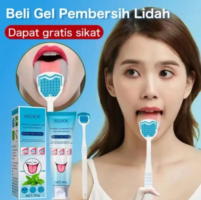 Eelhoe Gel Pembersih Lidah + Sikat Pembersih Lidah Premium