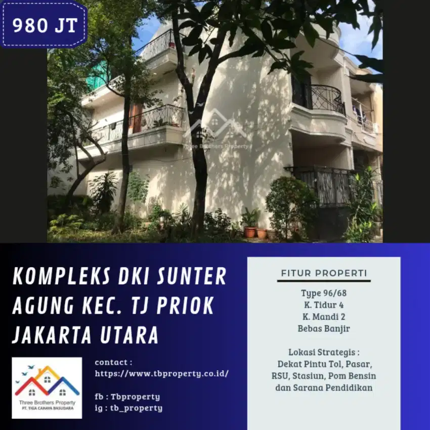 DIJUAL RUMAH DI KOMPLEK DKI SUNTER AGUNG JAKARTA UTARA - VIA CESSIE