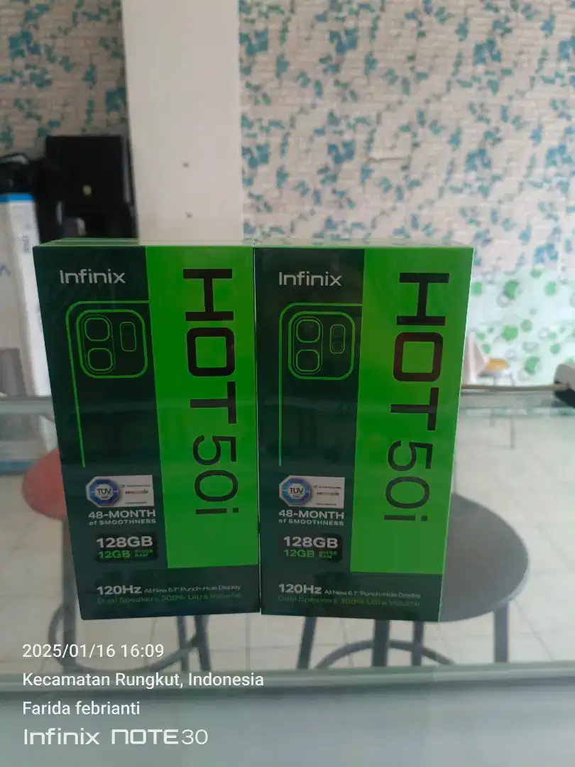 INFINIX hot 50i 6+6/128 BARU garansi resmi 1th bisa TT atau Kredit