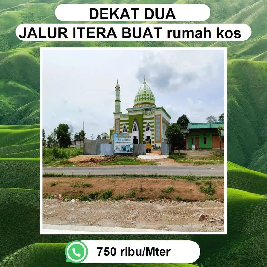 TANAH TERMURAH DI ITERA DEKAT DUA JALUR DISAMPING PERUM POLDA