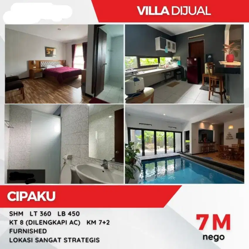 Dijual Rumah Furnish Kolam Renang Cipaku Bandung