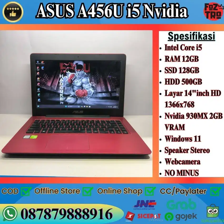 PROMO! Laptop Gaming Asus A456U Core i5 Nvidia 930MX RAM 12/128+500GB