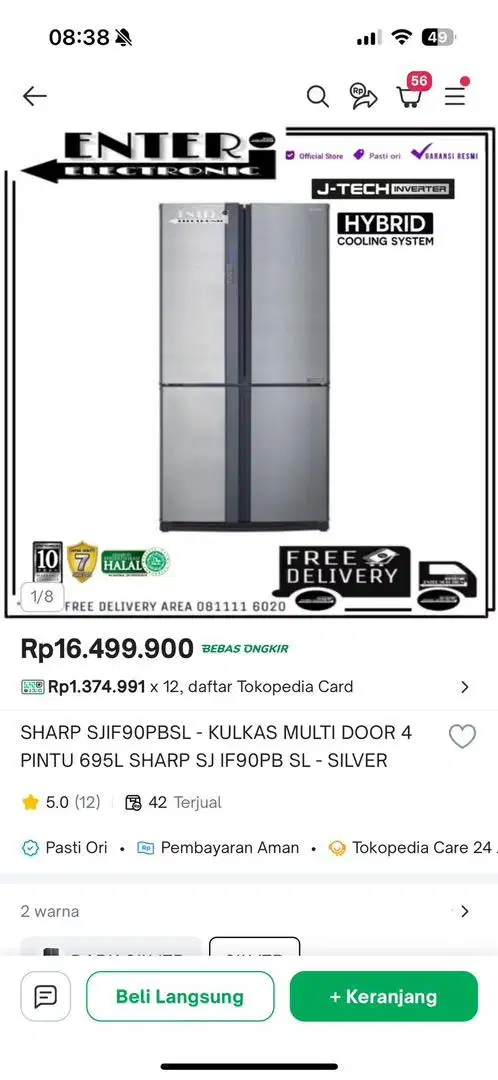 Kulkas sharp 4 pintu mewah murah