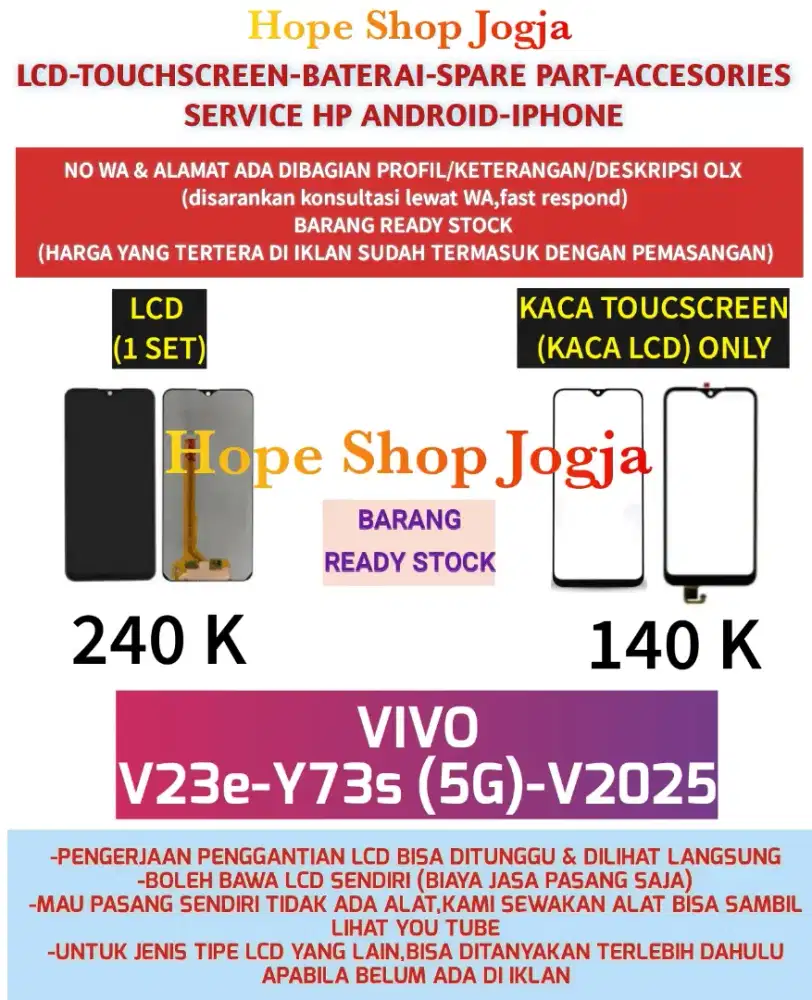 Touchscreen-Baterai/LCD VIVO V23e-Y73s (5G)-V2025
