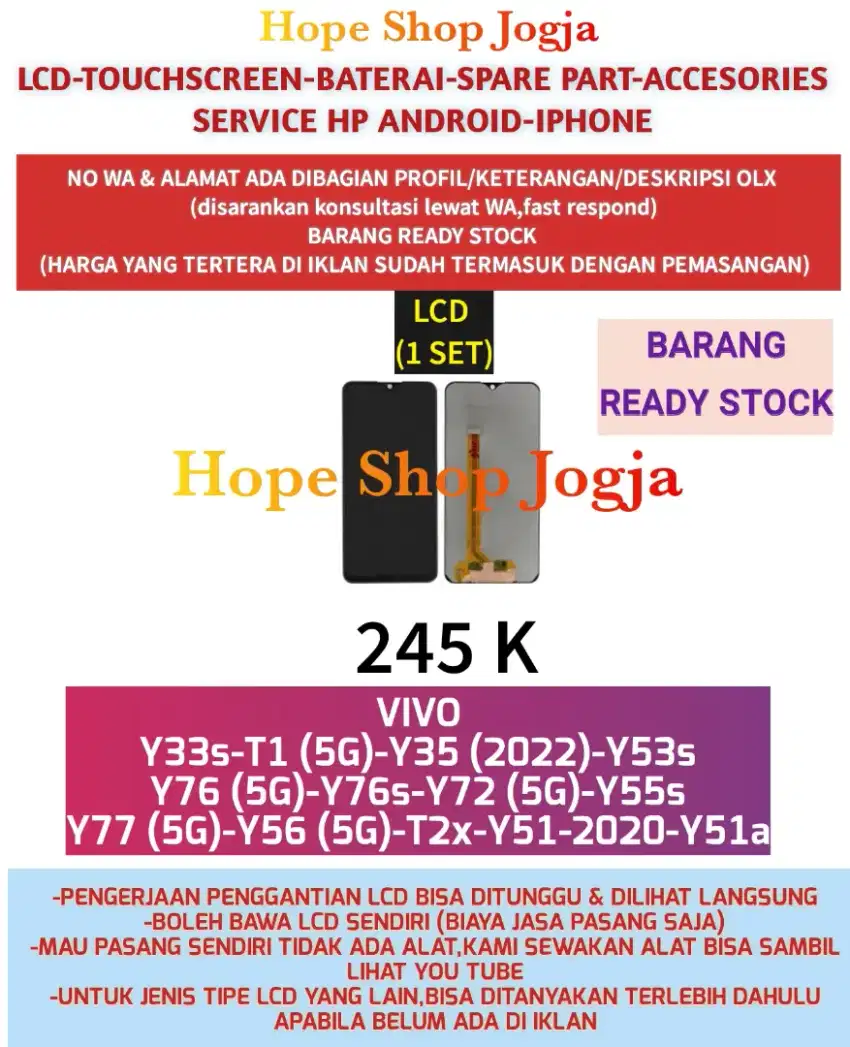 Service HP-Ganti Touchscreen-Baterai-LCD Vivo Y76 (5G)-Y76s-Y72 (5G)