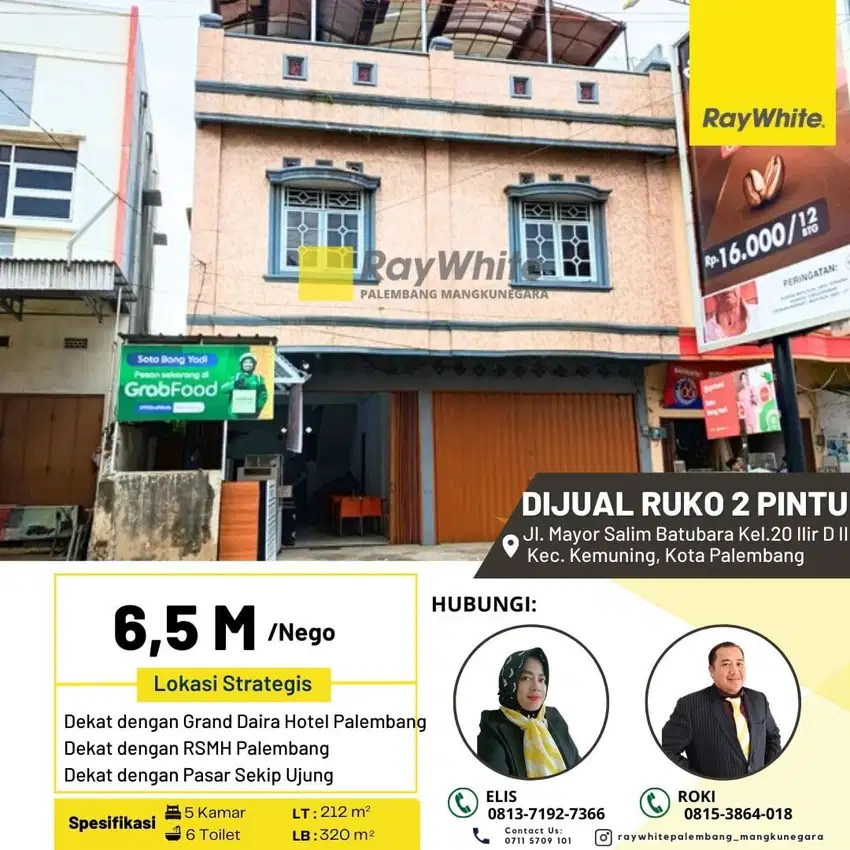 Dijual Cepat Ruko 2 Pintu di Jl Mayor Salim Batubara Kota Palembang