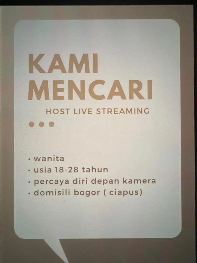 Lowongan kerja host live streaming