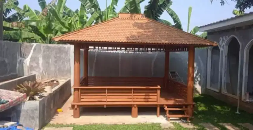 Gazebo minimalis kayu kelapa