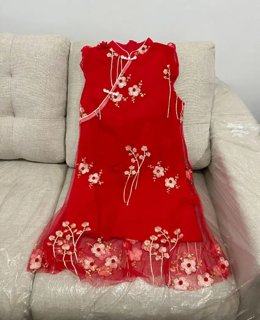 (KIDS) dress anak merah sakura cheongsam #CITT571 #lovecitta