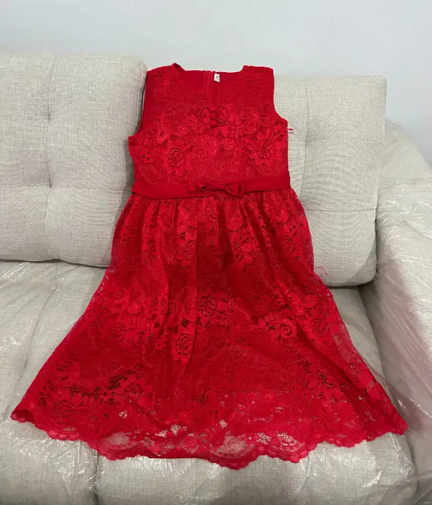 (KIDS) Hanyidu dress anak merah ribbon brokat #CITT573 #lovecitta