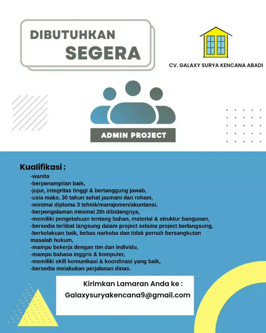 Lowongan kerja admin project