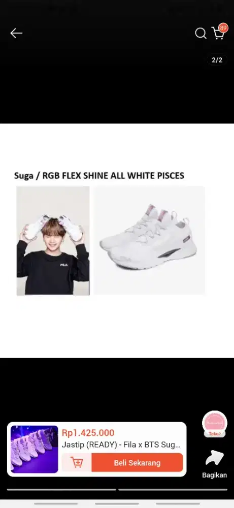 (FREE ONGKIR) SEPATU PUTIH SNEAKERS FILA BTS BORN TO SHINE ORIGINAL