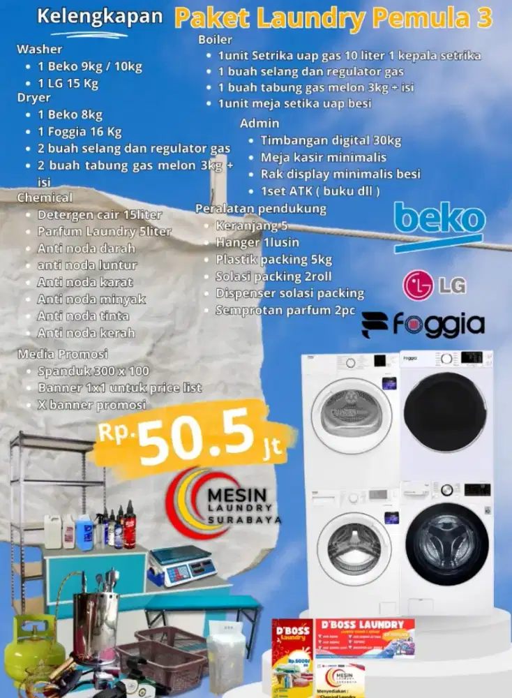 Paket usaha laundry kiloan 2 stack