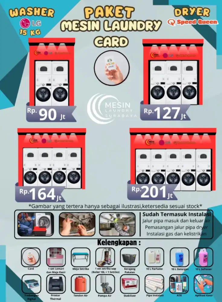 Paket usaha laundry Self service LG 15 kg dan Speedqueen