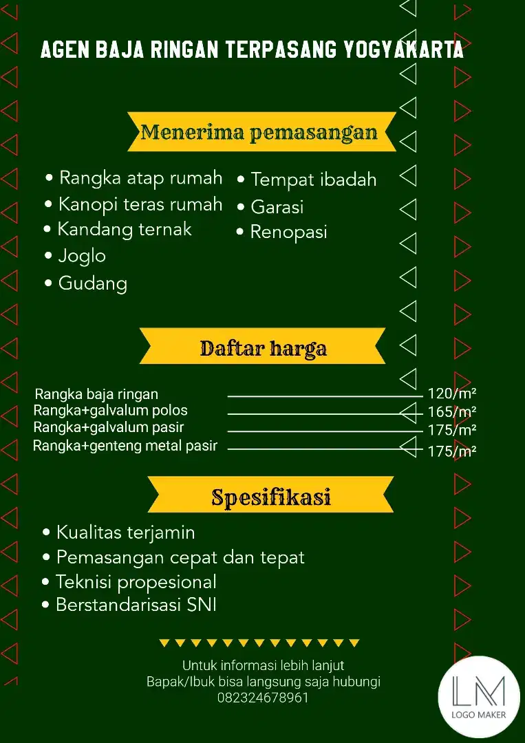 Rangka baja ringan untuk atap rumah dan gudang