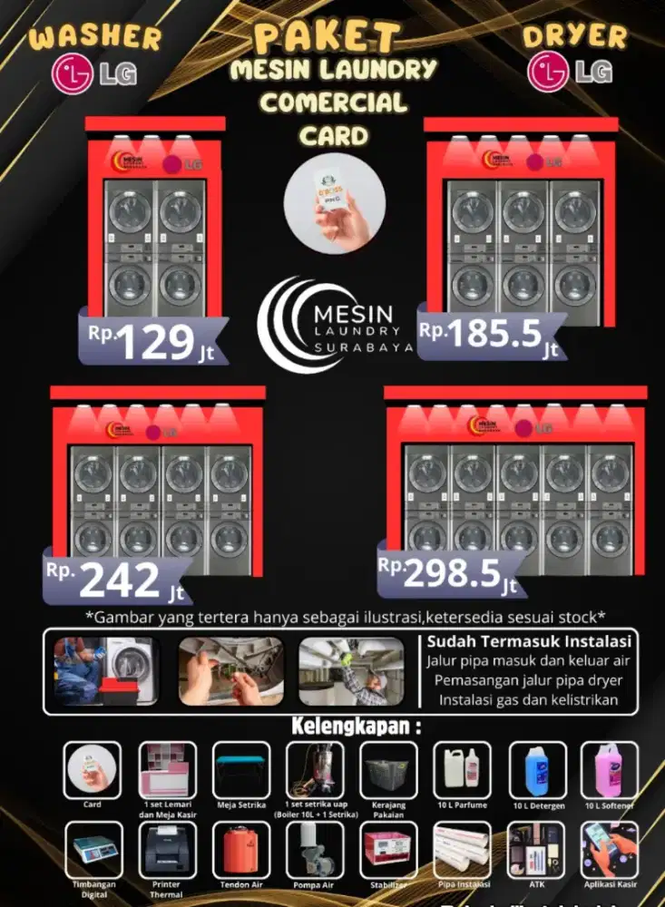 Paket usaha laundry Self service Card Sistem 5 Commercial LG Giant Max