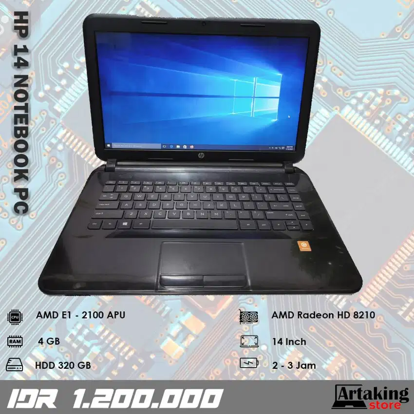 HP 14 NoteBook PC - AMD E1 - Ram 4 GB - Normal Siap Pakai