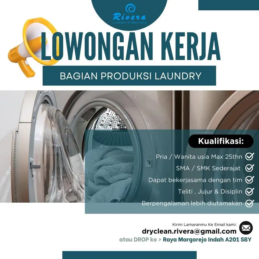 lowongan bagian pressing, packing laundry