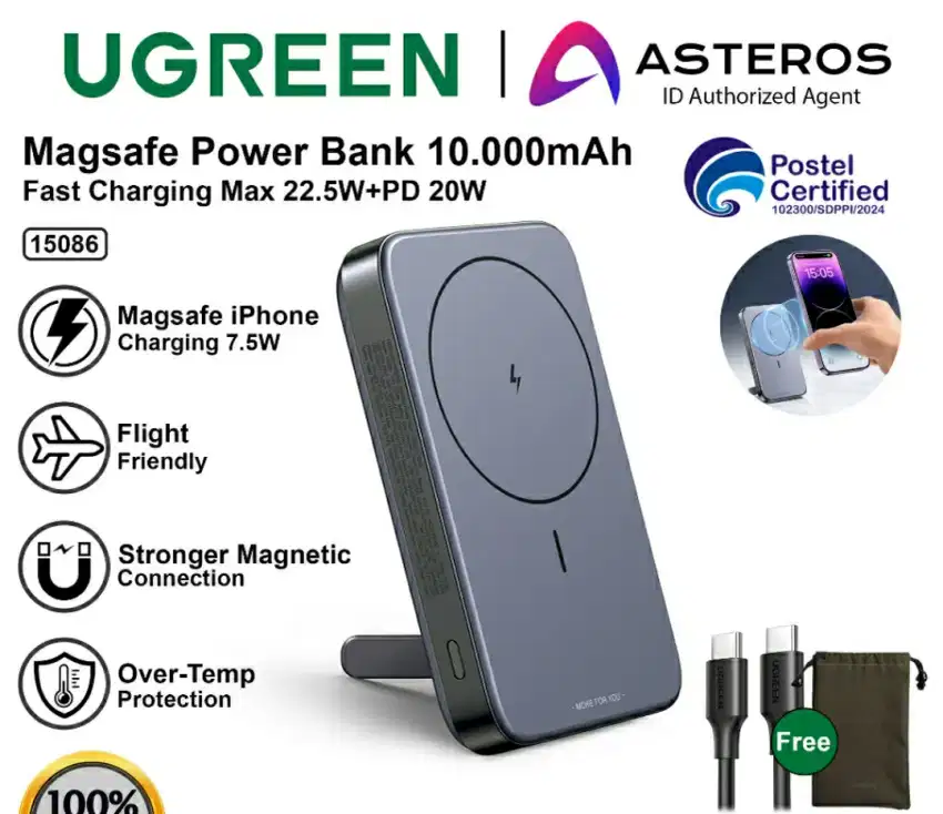 UGREEN POWER BANK WIRELESS MAGSAFE FAST CHARGING 20 W 10000 mAh 15086