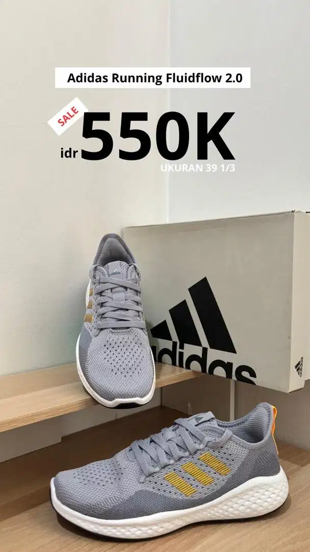 Baru Adidas Running Fluid Flow 2.0 - Ukuran 39 1/3