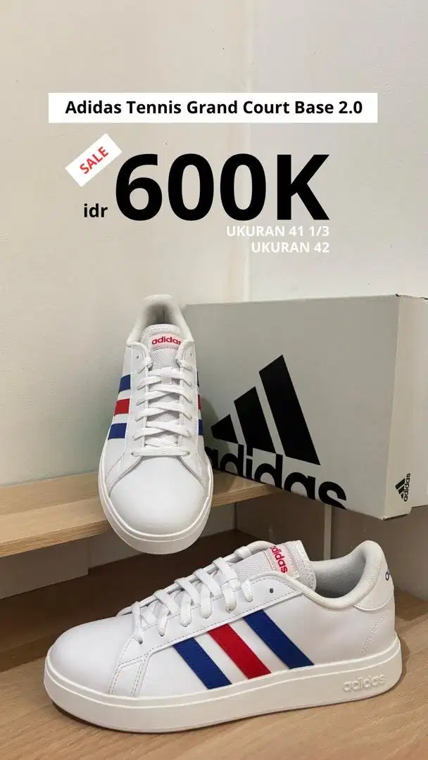Baru Sepatu Adidas Grand Court Base 2.0 - Ukuran 42  & 41 1/3