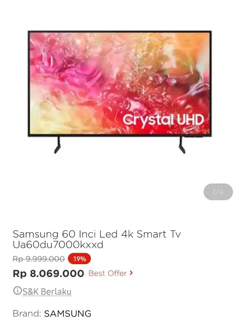 Samsung led tv smart 60 inci