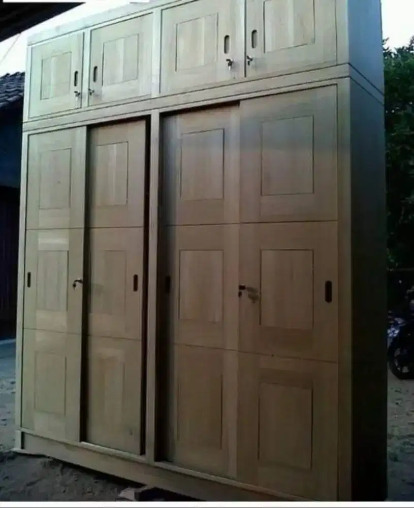 Almari pakaian tumpuk minimalis sleding...